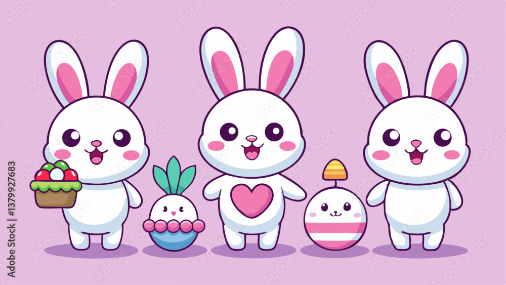 Fototapeta premium easter bunny and eggs