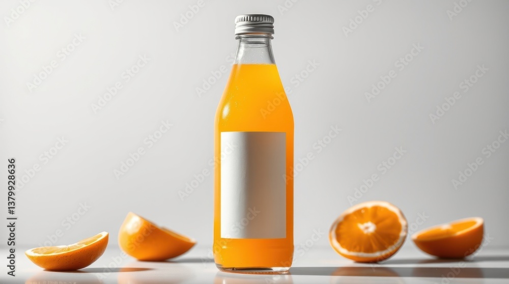 Glass bottle of orange juice Glass bottle of orange juice