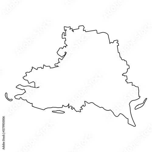 Kherson region of Ukraine, vector Outline Map Kherson region Borders