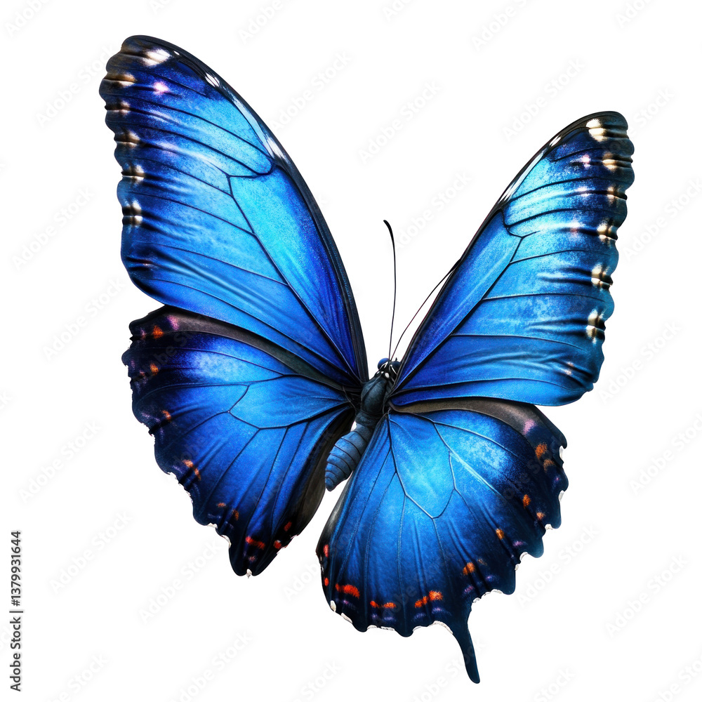 Fototapeta premium Vibrant Blue Butterfly PNG on transparent background