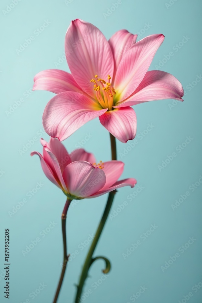 Naklejka premium Close-up shot of two monochromatic flowers, isolated, grayscale