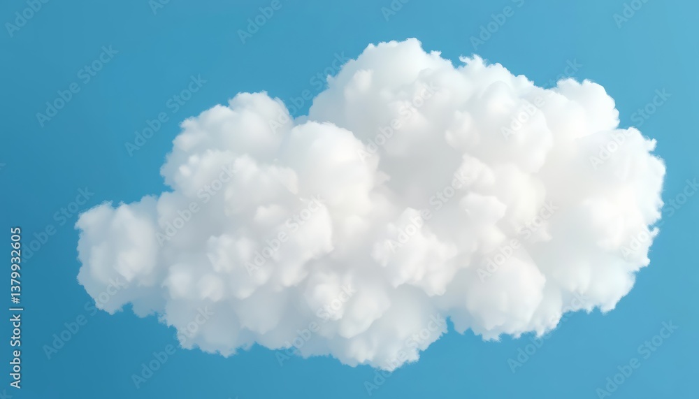 Single fluffy white cloud, bubbly texture, isolated on blue background Flat vector illustration, pastel, single Single fluffy white cloud, bubbly texture, isolated on blue background Flat vector illustration, pastel, single