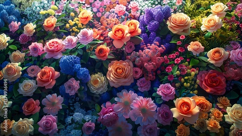 Vibrant Floral Arrangement A Colorful Garden of Roses Lilies and More Flowers