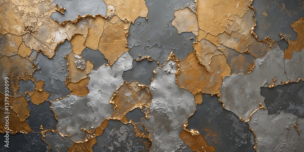 Obraz premium Abstract paint background in gold, gray, and silver colors with a textured effect.