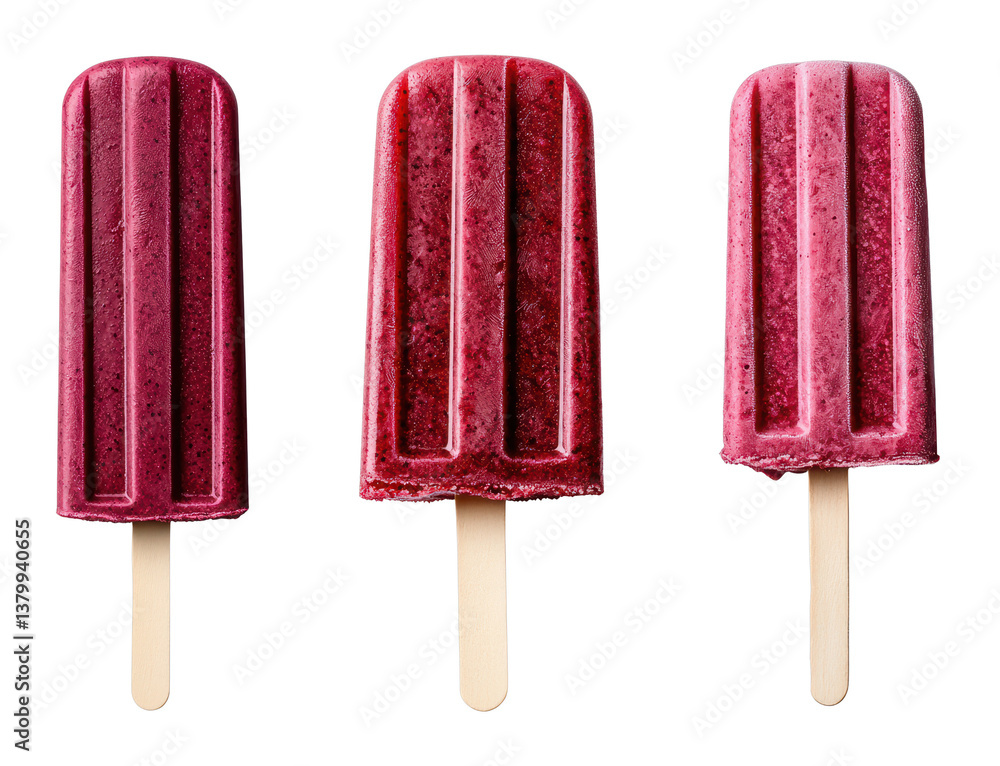 Refreshing berry popsicles on a black background