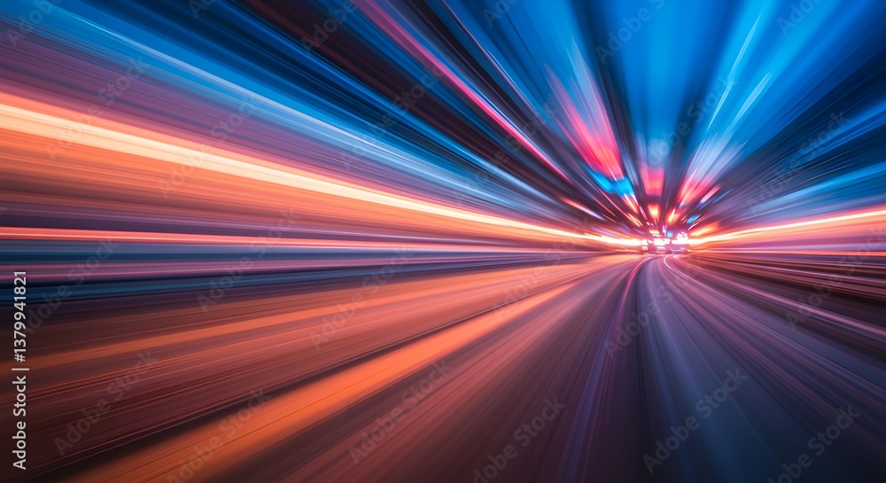 Abstract Light Trails Creating a Speed Tunnel Effect with Blue and Red Lights - Futuristic Motion Background Abstract Light Trails Creating a Speed Tunnel Effect with Blue and Red Lights - Futuristic Motion Background