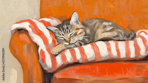 Cute cat lying on sofa