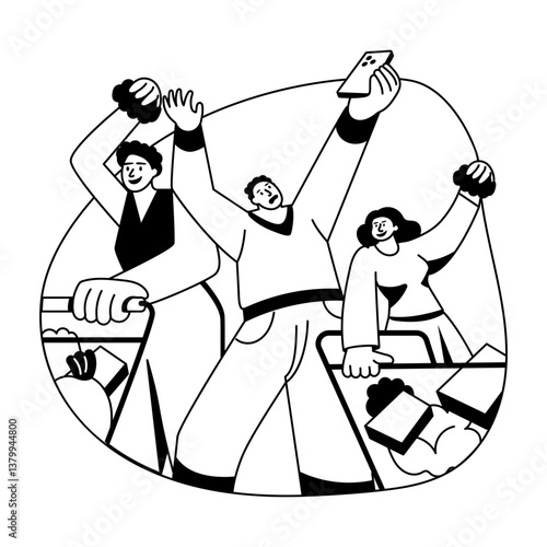 A glyph style illustration of buyers 
