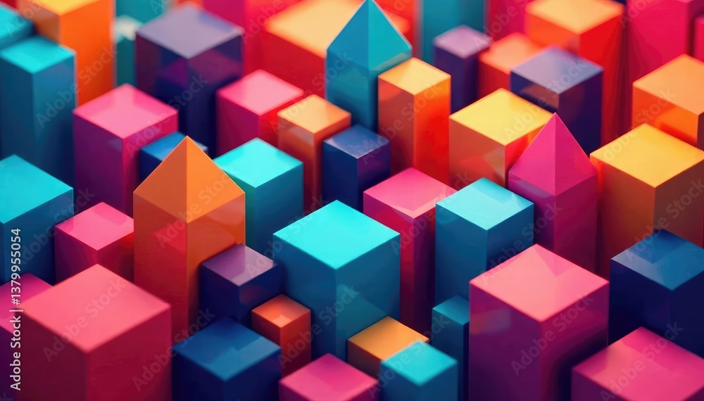 Obraz premium Geometric shapes in a continuous, vibrant arrangement, texture pattern, abstract background