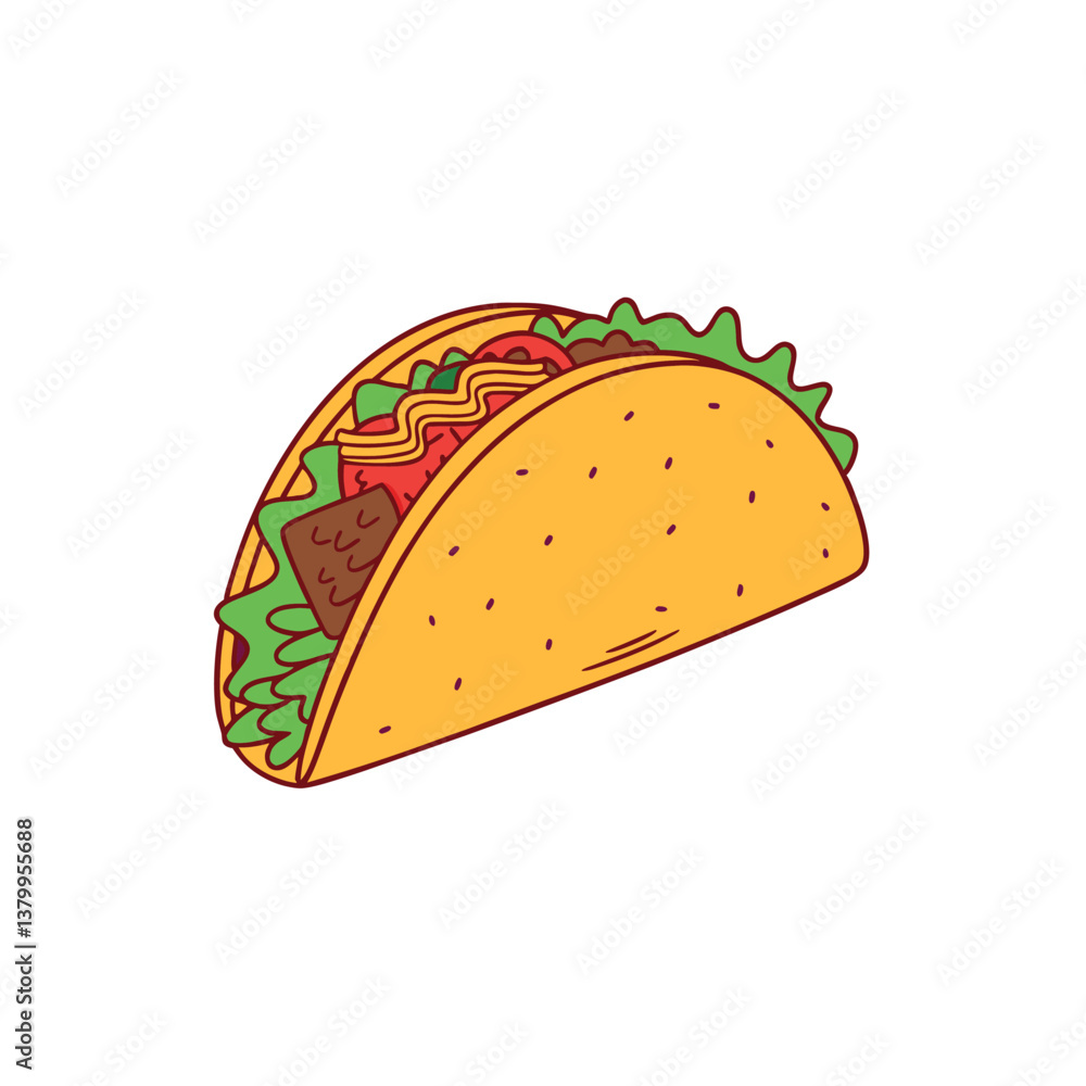 Taco vector illustration, isolated on a white background. Taco vector illustration, isolated on a white background.