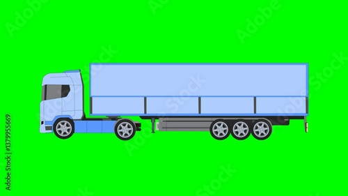 Animated moving truck illustration [LOOP] with green screen background.