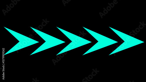 Abstract glowing arrow icon motion for all the video trend visuals on black background. 4k arrow animation acon video.