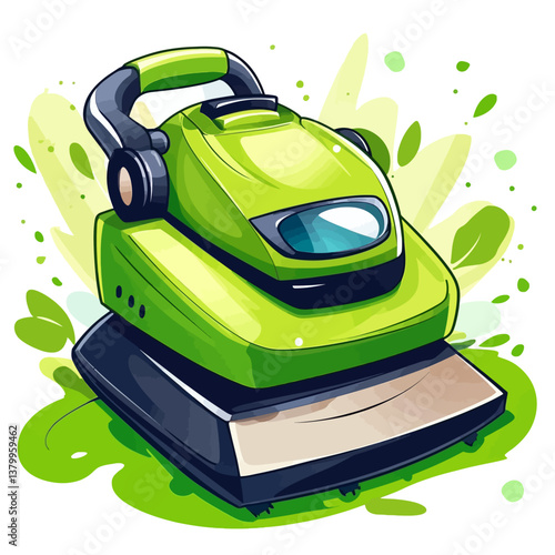 illustration of a green electric iron