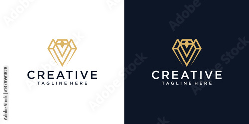 Creative Abstract Minimalist and luxury diamond logo design template