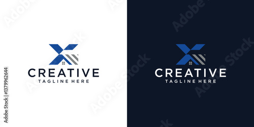 Creative Letter X House logo design template