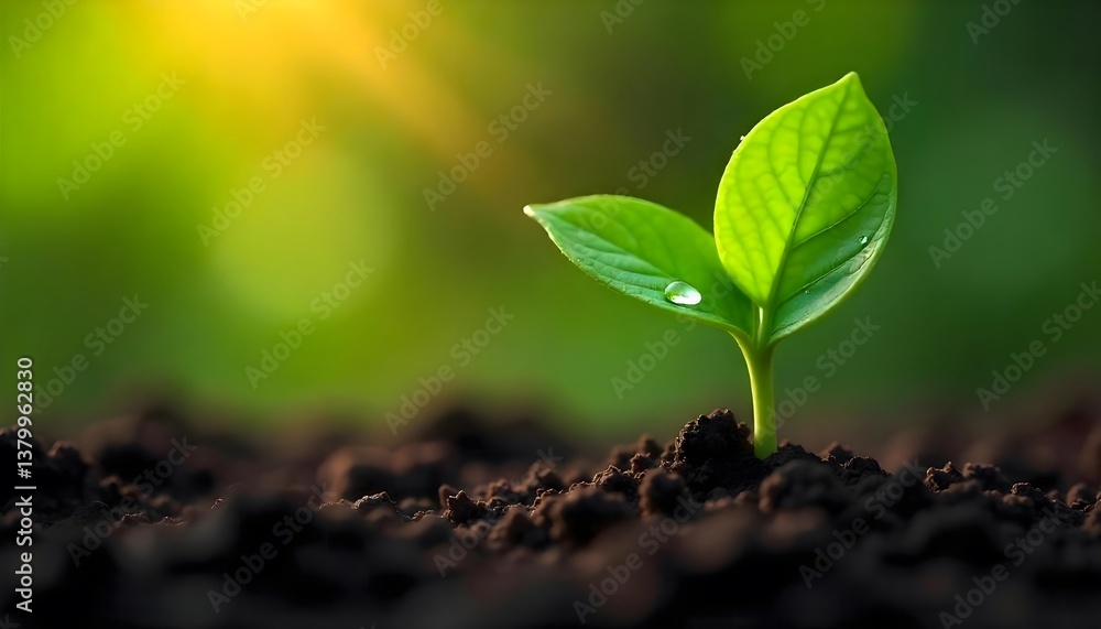 Nature's Resilience: Fresh Growth Emerging From Soil Amidst Warm Sunlight Nature's Resilience: Fresh Growth Emerging From Soil Amidst Warm Sunlight