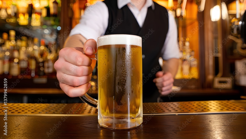 Waiter Serving Cold Beer - AI Waiter Serving Cold Beer - AI