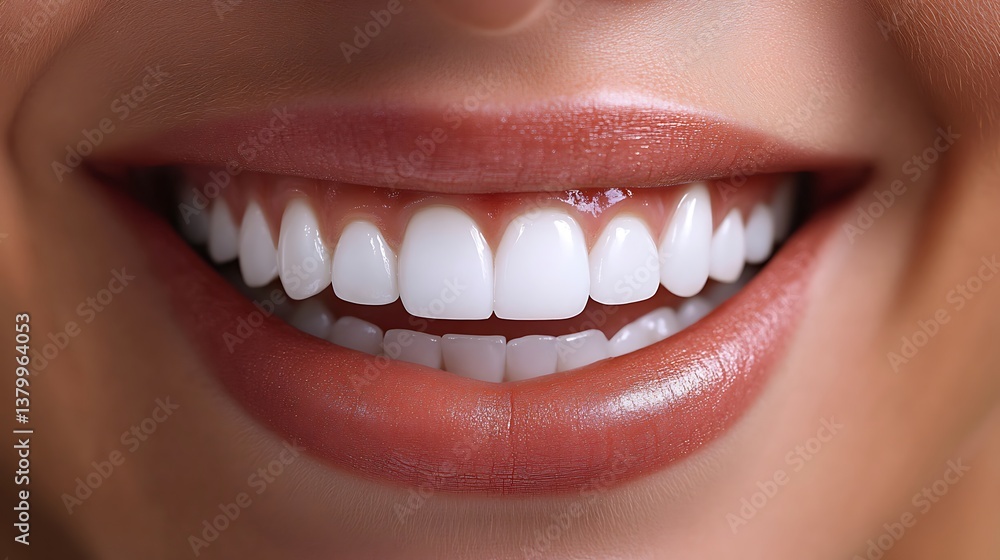 Macro horizontal view of open smile with white teeth, visible gum line, soft shadows creating depth on lips. Smooth skin, white blurred background. Created Using: DSLR + ring light combo, Macro horizontal view of open smile with white teeth, visible gum line, soft shadows creating depth on lips. Smooth skin, white blurred background. Created Using: DSLR + ring light combo,