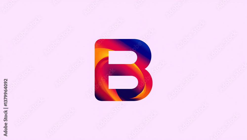 Vibrant Gradient Letter B - Modern Design Alphabet on Light Purple Background Vibrant Gradient Letter B - Modern Design Alphabet on Light Purple Background