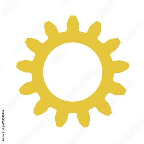 Golden gear shape icon. Vector sign. Engineering symbol