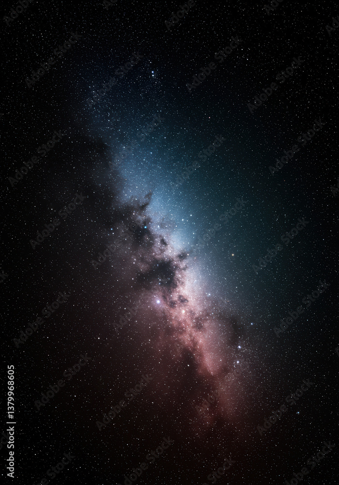 Obraz premium The Milky Way galaxy stretches across the night sky, filled with countless stars.