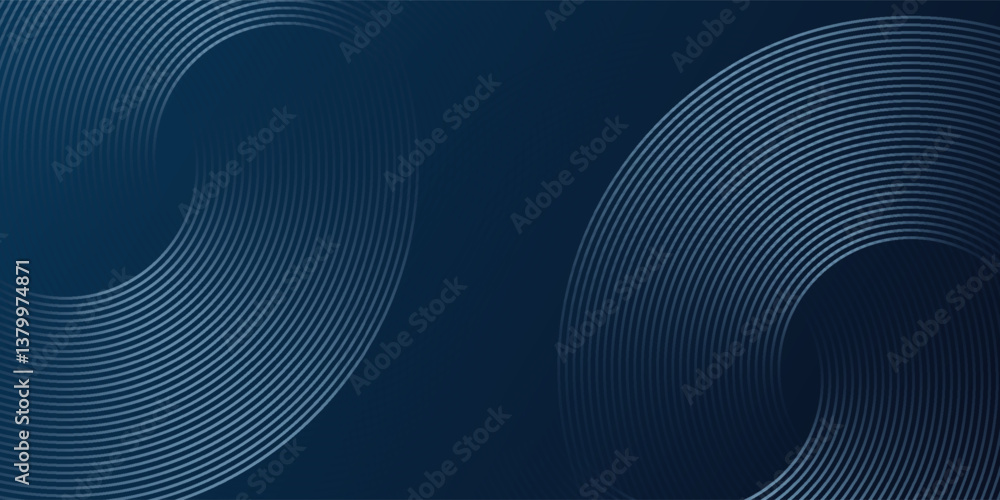 Abstract blue glowing geometric lines on dark blue background. Modern shiny blue circle lines pattern. Futuristic technology concept. Suit for cover, poster, banner, header, website. Abstract blue glowing geometric lines on dark blue background. Modern shiny blue circle lines pattern. Futuristic technology concept. Suit for cover, poster, banner, header, website.