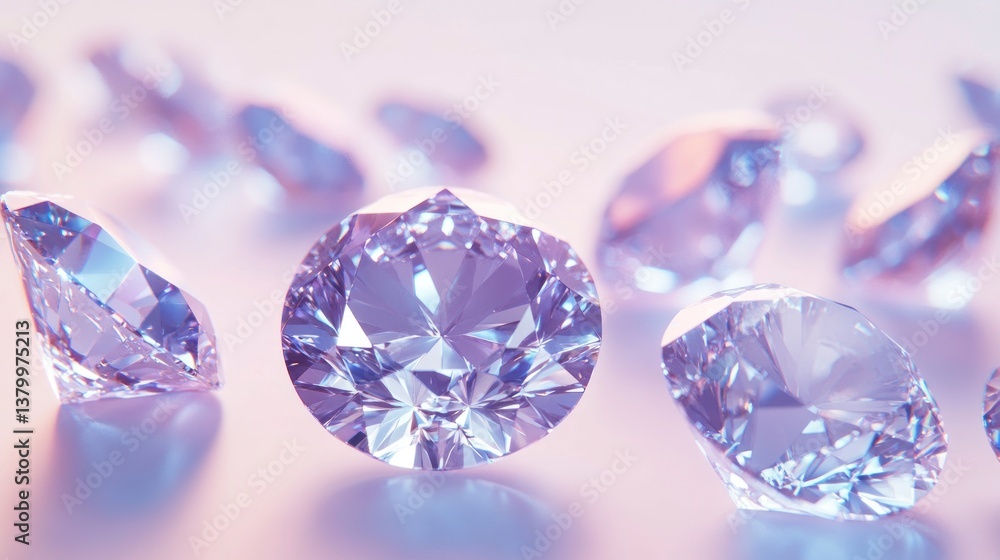Sparkling Diamond Gemstones on Soft Light Background for Jewelry Design Sparkling Diamond Gemstones on Soft Light Background for Jewelry Design