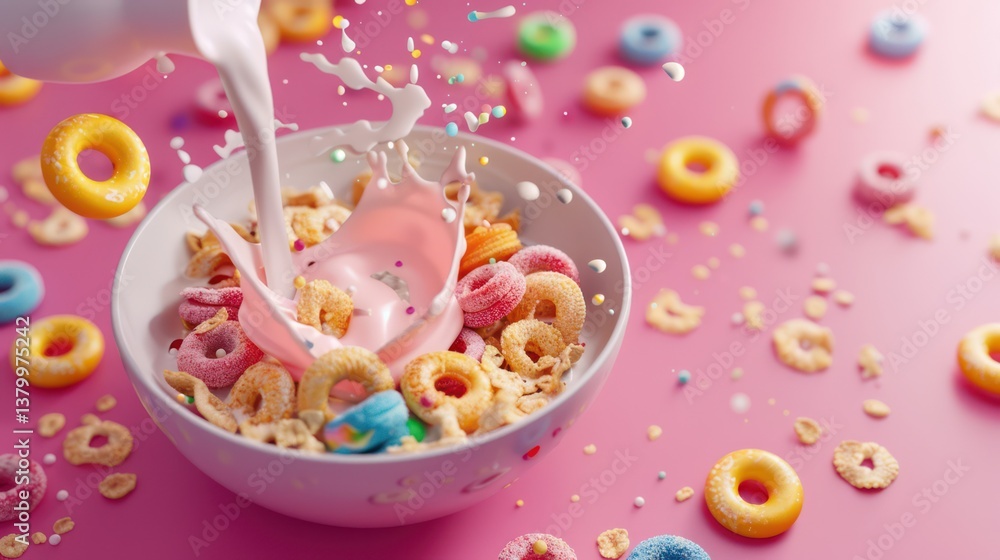 Milk Splash with Cereal in Bowl By Generated AI Milk Splash with Cereal in Bowl By Generated AI