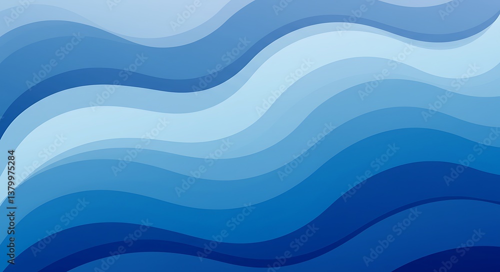 Fototapeta premium Serene Blue Undulations AI Generated