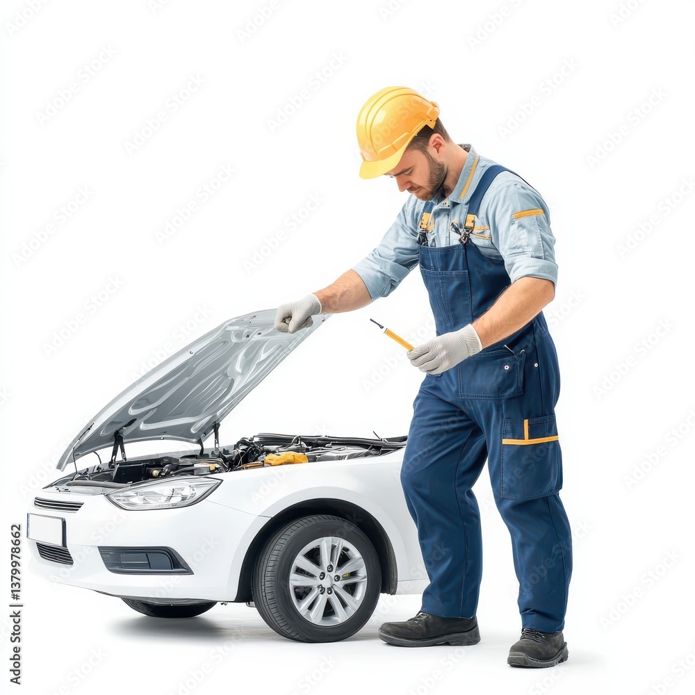 Mechanic working on car engine workshop high-quality isolated image indoor close-up automotive maintenance Mechanic working on car engine workshop high-quality isolated image indoor close-up automotive maintenance