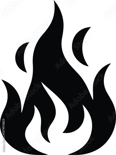 Fire icon vector silhouette