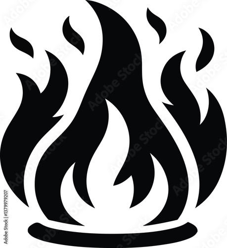 Fire icon vector silhouette