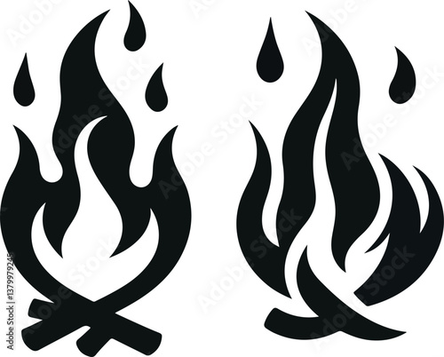 Fire icon vector silhouette