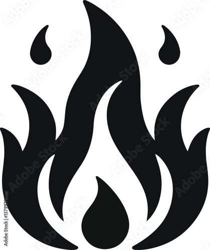 Fire icon vector silhouette