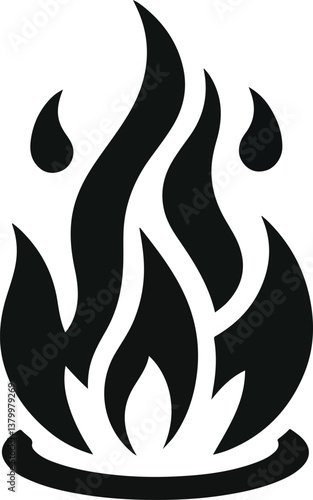 Fire icon vector silhouette