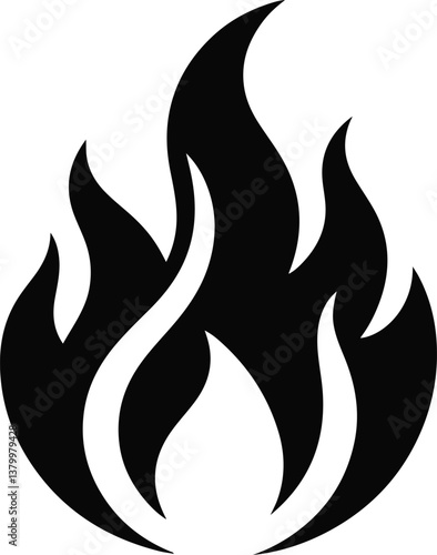 Fire icon vector silhouette