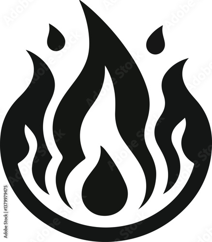 Fire icon vector silhouette