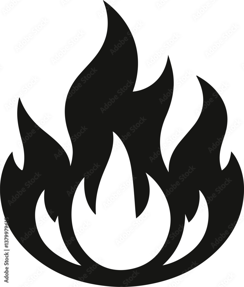 Fire icon vector silhouette Fire icon vector silhouette