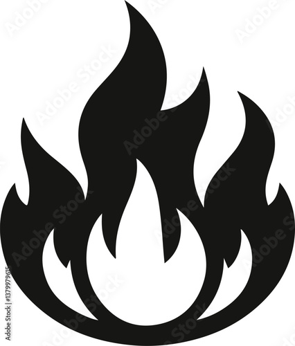 Fire icon vector silhouette
