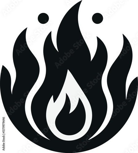 Fire icon vector silhouette