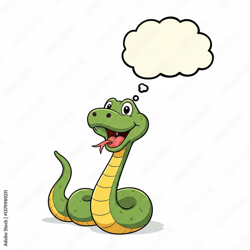 thinking green snake cartoon character with speech bubble thinking green snake cartoon character with speech bubble