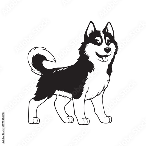 Dog black and white vector design 