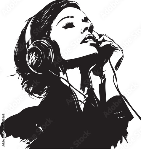 young woman with headphones