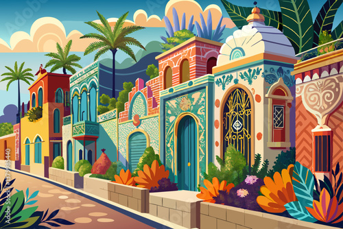 vector of Beautiful design on the walls of one of the famous neighborhoods