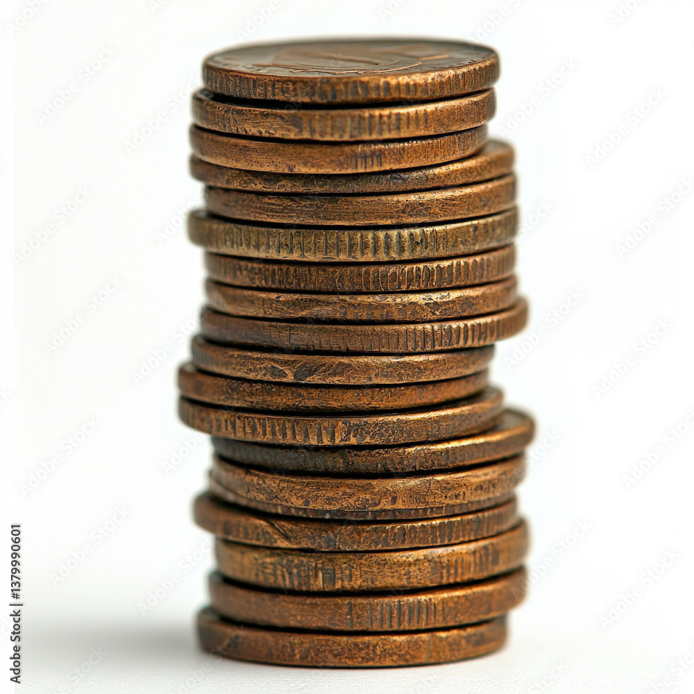 stack of coins isolated