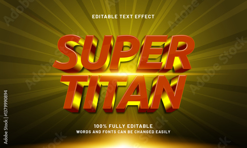 super titan editable text effect with a hero and super text style