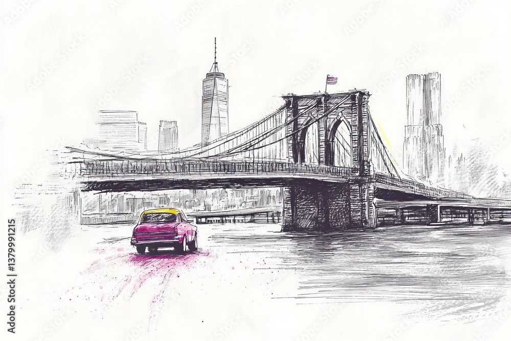 Obraz premium United States sketch: A vibrant depiction of the United States, highlighting its landmarks and culture