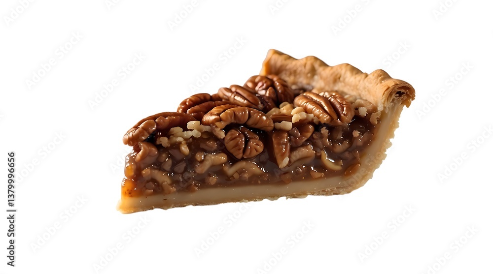 Obraz premium Pecan Pie Slice Showing Rich Caramel and Nuts.....