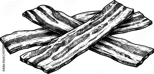 bacon engraving black and white outline
