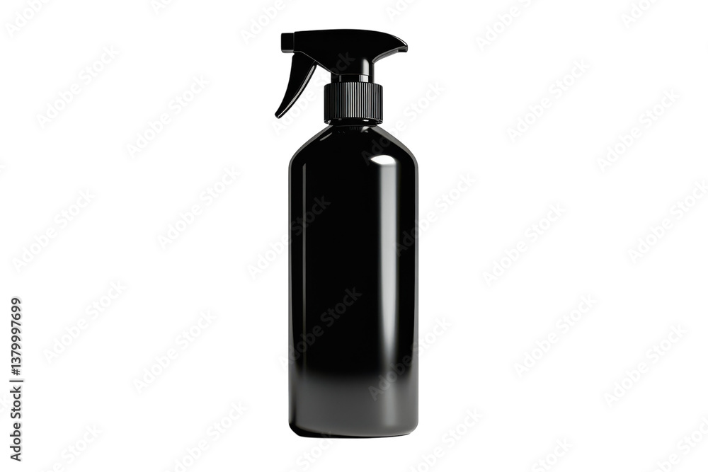 A sleek black spray bottle stands out against a minimalist backdrop, showcasing modern design A sleek black spray bottle stands out against a minimalist backdrop, showcasing modern design